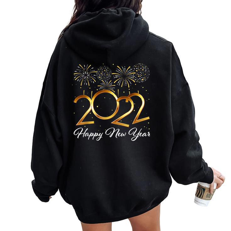 Happy New Year 2022 New Years Eve Party Supplies Women Oversized Hoodie Back Print
