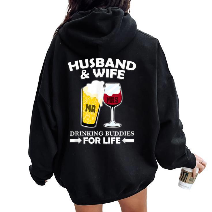 Husband And Wife Drinking Buddies For Life Women Oversized Hoodie Back Print