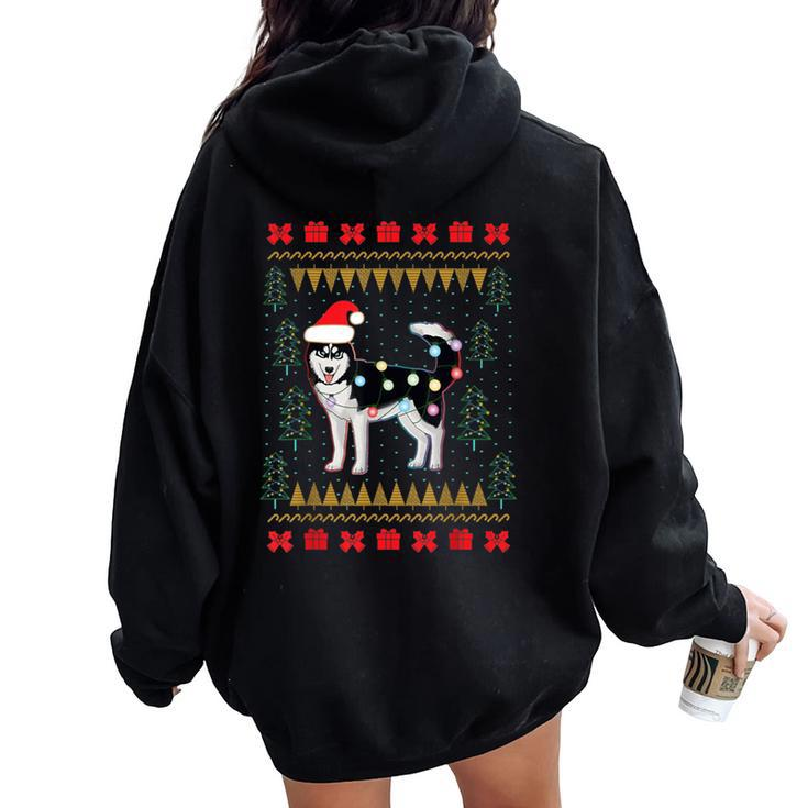 Husky-Ugly-Sweater Christmas Lights Women Oversized Hoodie Back Print