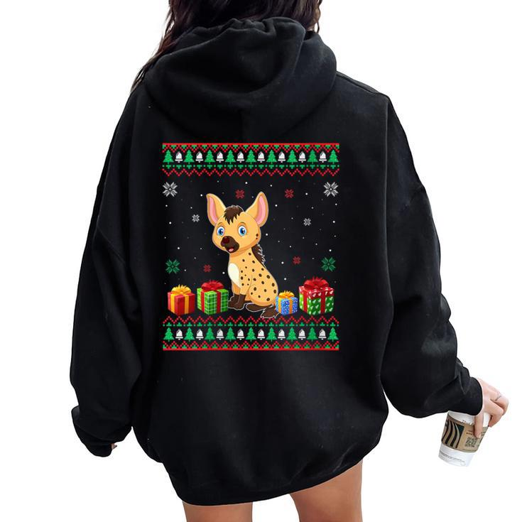 Hyena Lover Ugly Christmas Sweater Women Oversized Hoodie Back Print