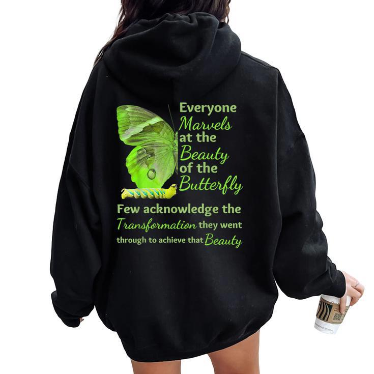 Inspirational Butterfly Transformation Mental Health Women Oversized Hoodie Back Print