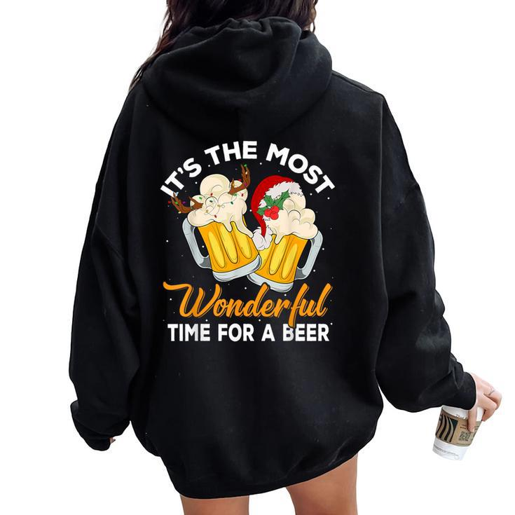 It's The Most Wonderful Time For A Beer Drinking Christmas Women Oversized Hoodie Back Print