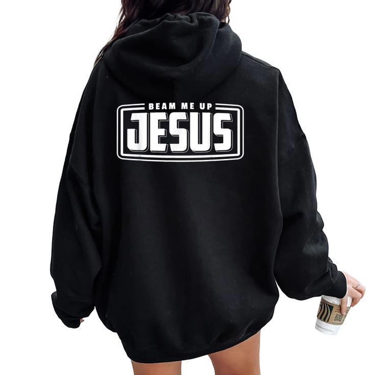 Jesus Christ Ethic Christianity God Service Women Oversized Hoodie Back Print
