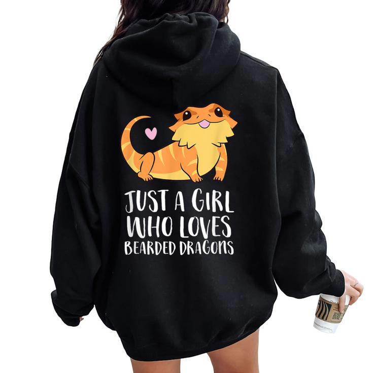 Just A Girl Who Loves Bearded Dragons Lizard Reptile Women Oversized Hoodie Back Print