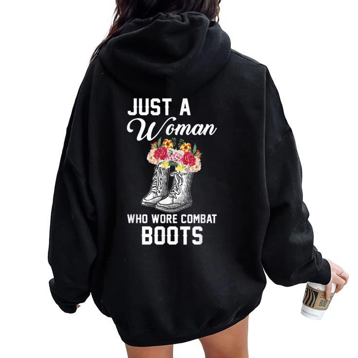 Just A Woman Who Wore Combat Boots Women Oversized Hoodie Back Print