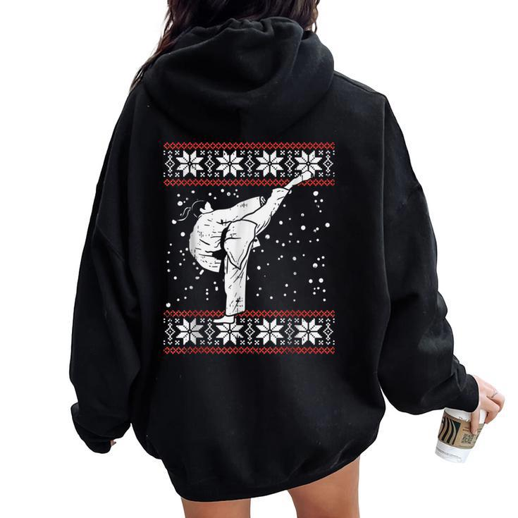 Karate Girl Ugly Christmas Sweater Martial Arts Fighter Women Oversized Hoodie Back Print