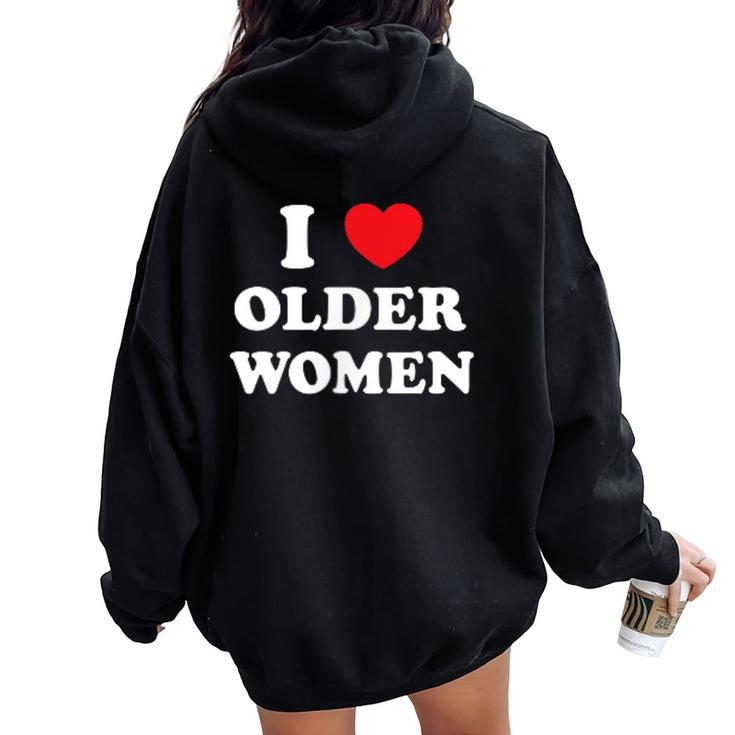 I Love Heart Older Women Women Oversized Hoodie Back Print