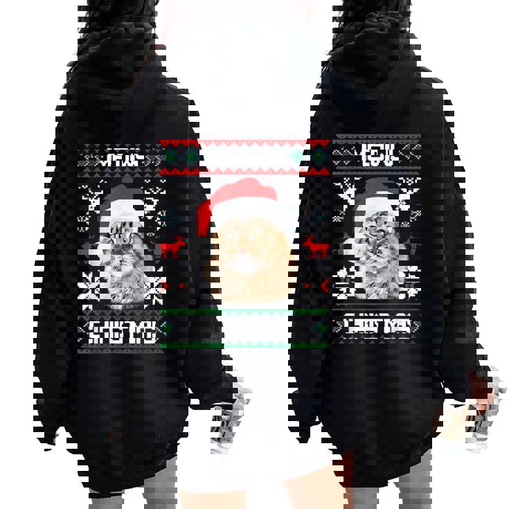 Maine Coon Cat Meowy Ugly Sweater Cat Christmas Women Oversized Hoodie Back Print