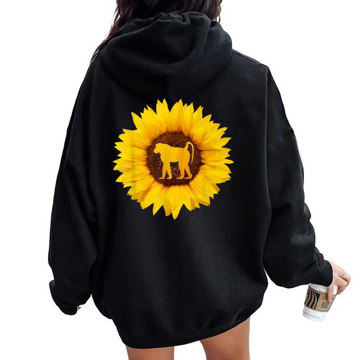 Mandrill For Monkey Baboon Sunflower Lover Women Oversized Hoodie Back Print