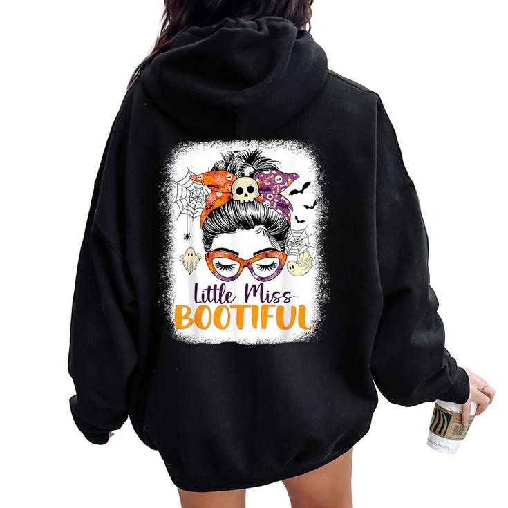 Messy Bun Little Miss Bootiful Boo Halloween Costume Girls Women Oversized Hoodie Back Print