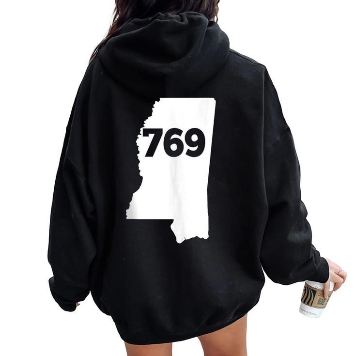 Mississippi 769 Area Code Women Oversized Hoodie Back Print