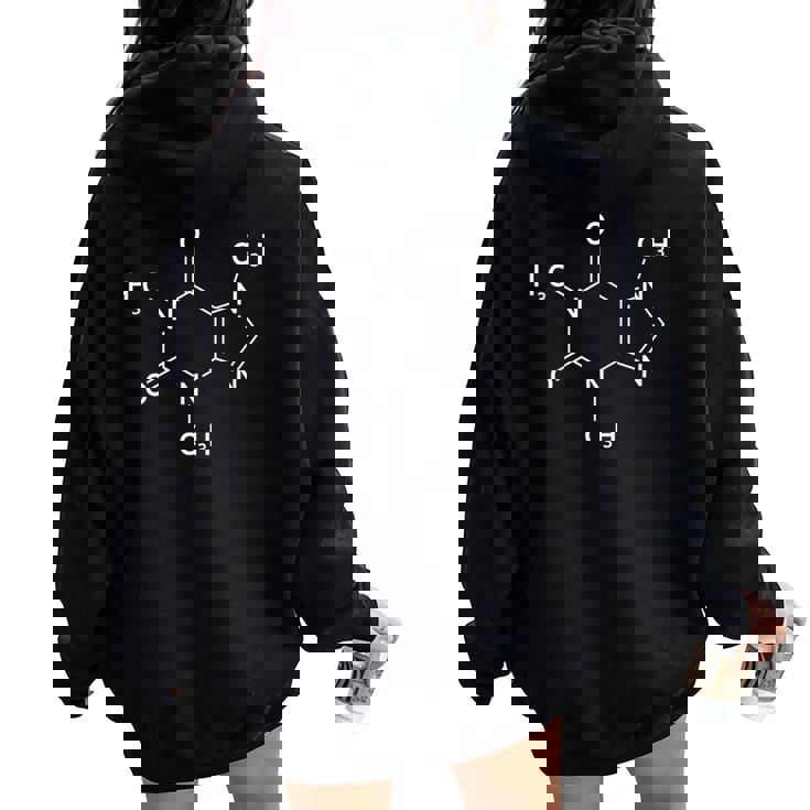 Molecular Structure Of Caffeine Chemistry For Coffee Lovers Women Oversized Hoodie Back Print