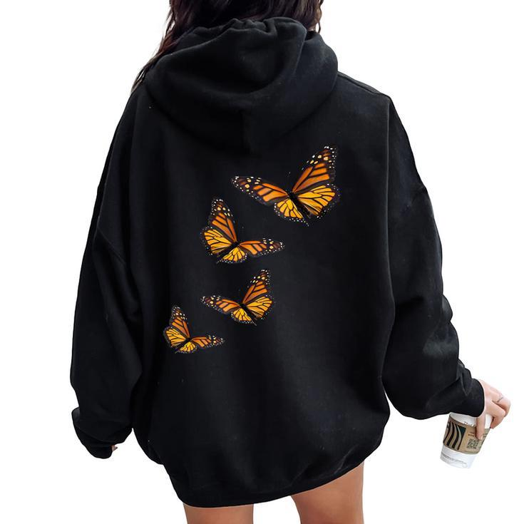 Monarch Butterfly -Milkweed Plants Butterflies Women Oversized Hoodie Back Print
