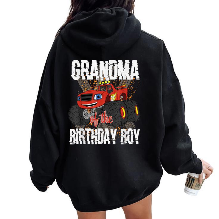 Monster Truck Family Matching Party Grandma Of The Birthday Women Oversized Hoodie Back Print