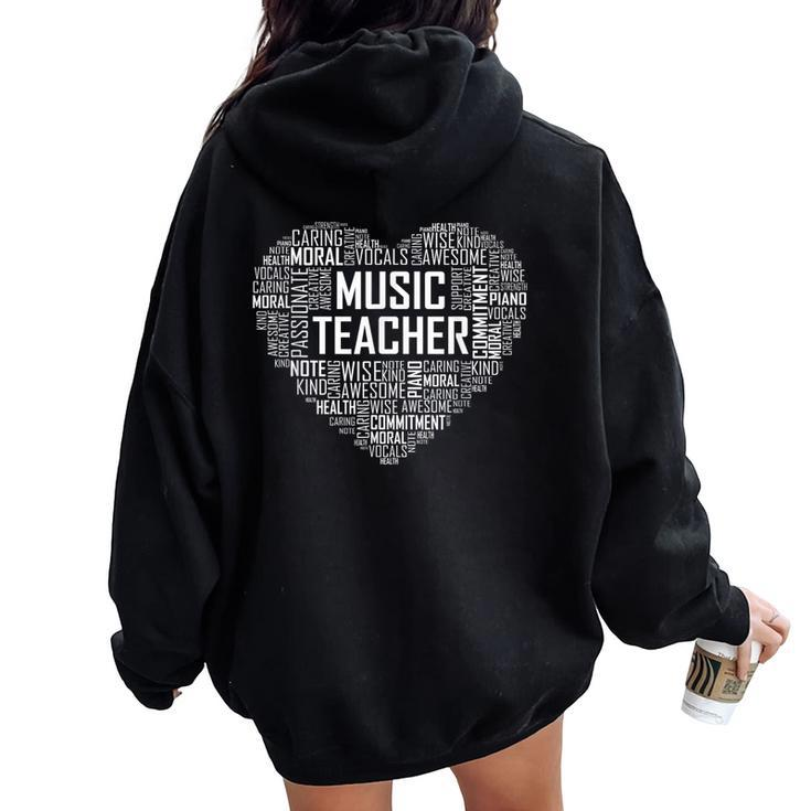 Music Teacher Heart Appreciation Musical Choir Director Women Oversized Hoodie Back Print