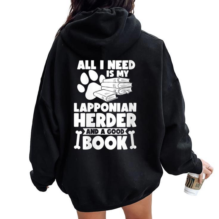 All I Need Is My Lapponian Herder And A Good Book Women Oversized Hoodie Back Print