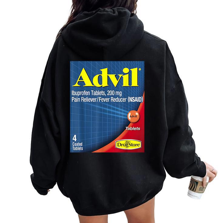Nurse Pharmacy Halloween Costume Advil Ibuprofen Tablets Women Oversized Hoodie Back Print
