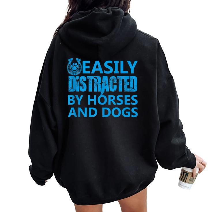 Paw Print Horse Shoe Equestrian Horse Riding For Women Women Oversized Hoodie Back Print