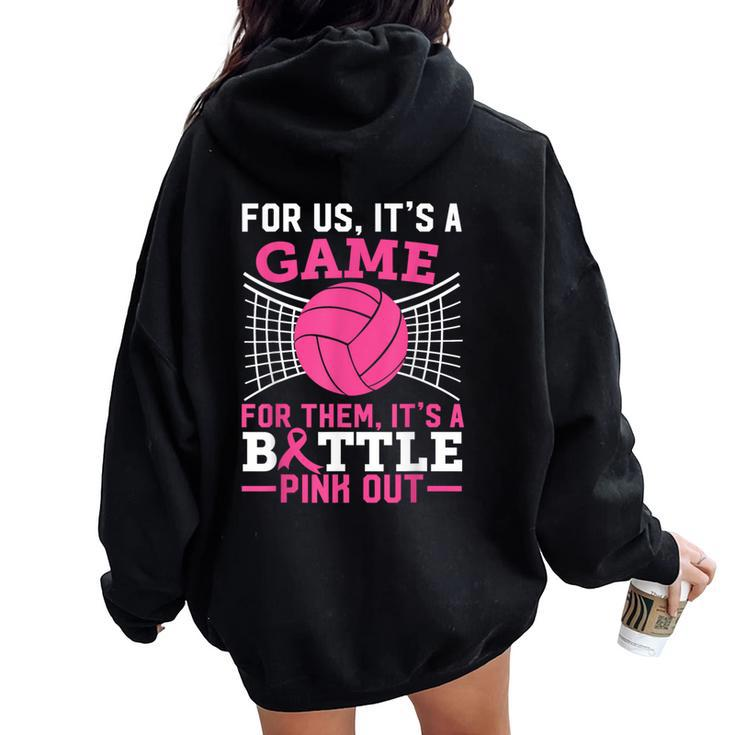 Pink Out Breast Cancer Volleyball Ball Lover N Girl Women Oversized Hoodie Back Print