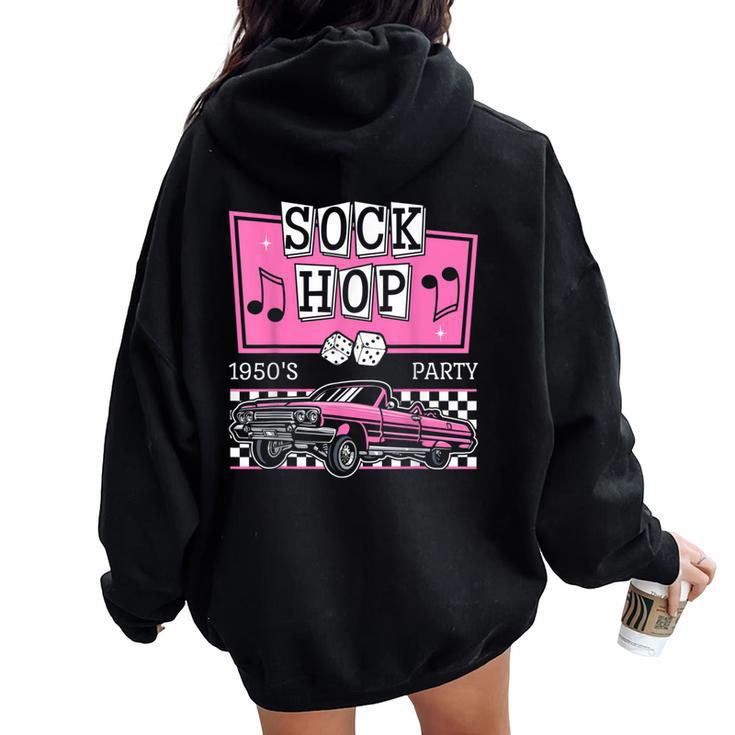 Retro Hop Sock 50S Rock Roll Party Pink Classic Girls Theme Women Oversized Hoodie Back Print