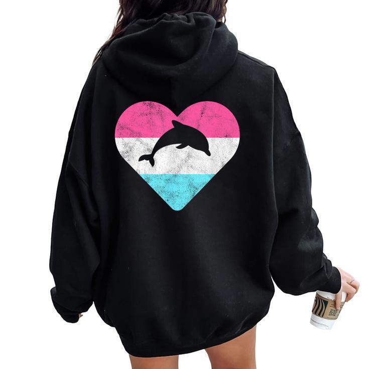 Retro Vintage Dolphin For Or Girls Women Oversized Hoodie Back Print