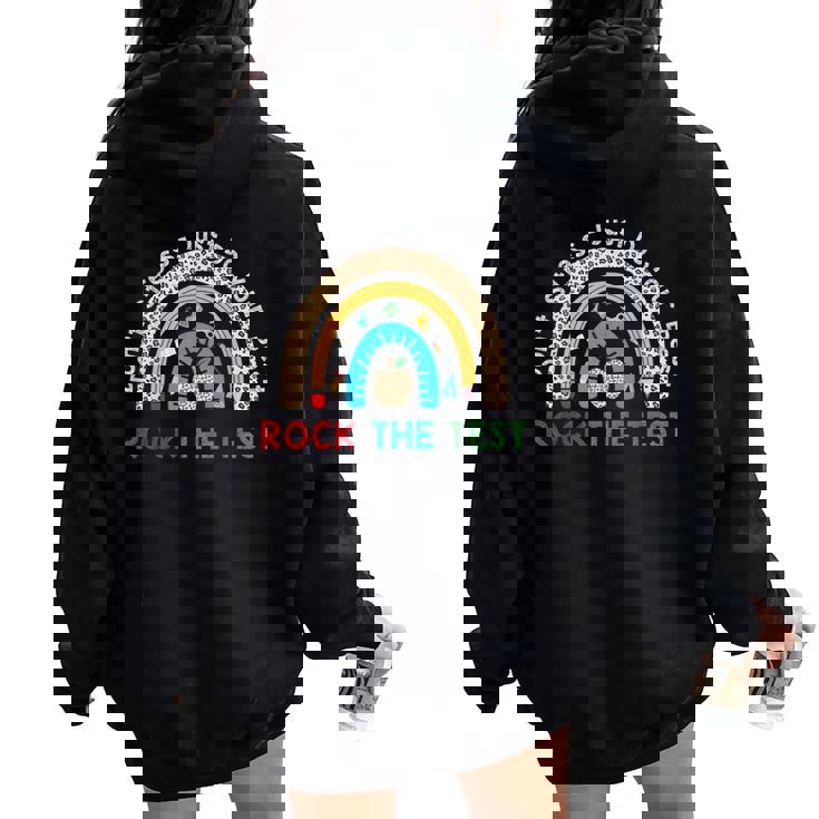 Rock The Test Don't Stress Just Do Best Teacher Women Oversized Hoodie Back Print