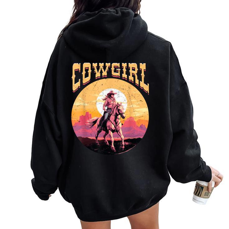 Rodeo Western Country Southern Cowgirl Hat Cowgirl Women Oversized Hoodie Back Print