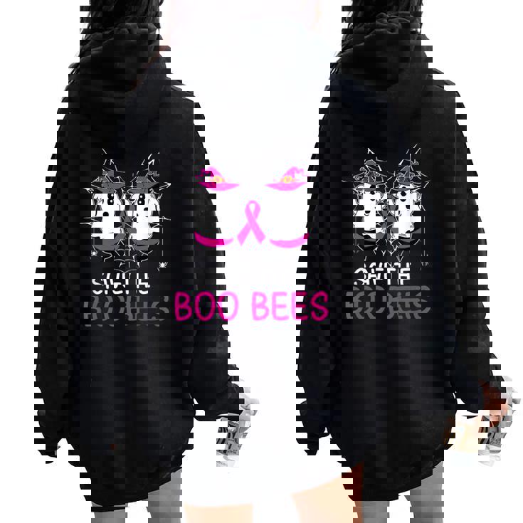Save The Boobees Boo Bees Ribbon Breast Cancer Halloween Women Oversized Hoodie Back Print