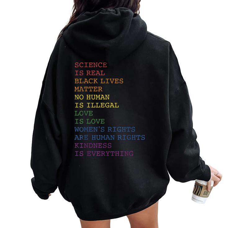 Science Love Kindness Rainbow Flag For Gay And Lesbian Pride Women Oversized Hoodie Back Print