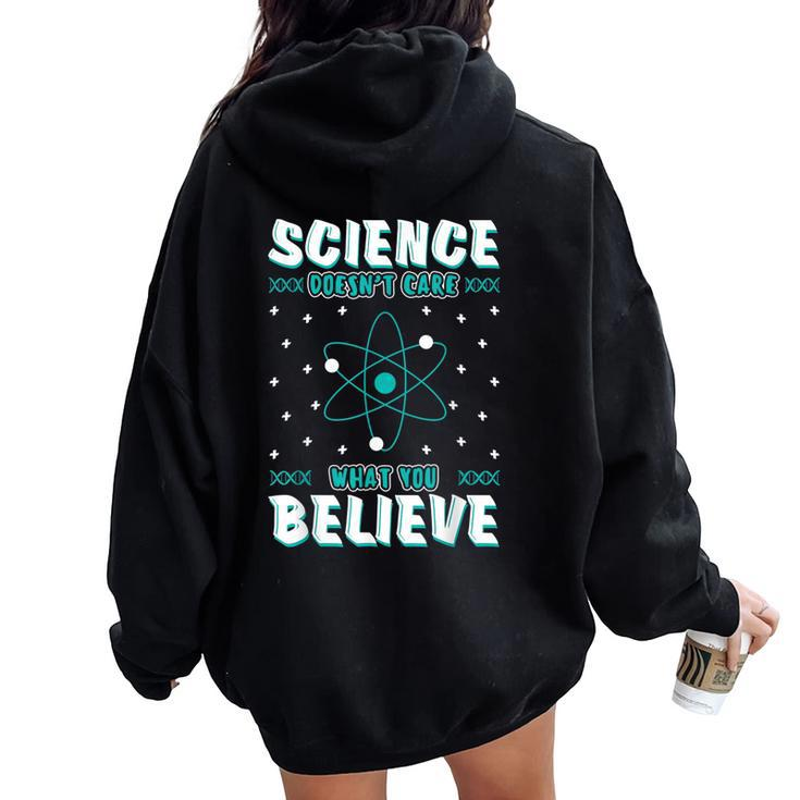 Science Teacher Atom Chemists School Educator Instructor Women Oversized Hoodie Back Print