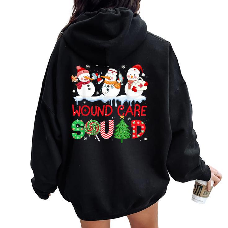 Snowman Wound Care Nurse Squad Christmas Holiday Matching Women Oversized Hoodie Back Print