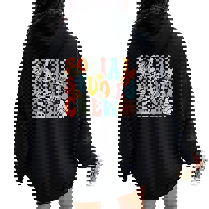 Social Studies Crew Back To School Teachers Women Oversized Hoodie Back Print