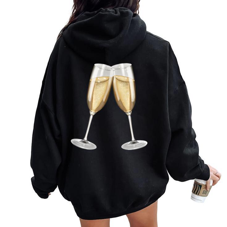 Sparkling Wine Champagne Glasses Toast D010-0645B Women Oversized Hoodie Back Print