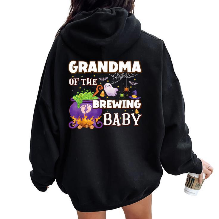 Spooky Grandma Of Brewing Baby Halloween Theme Baby Shower Women Oversized Hoodie Back Print