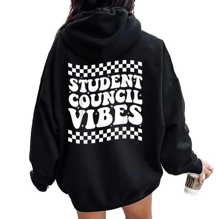 Student Council Vibes Retro Groovy School Student Council Women Oversized Hoodie Back Print