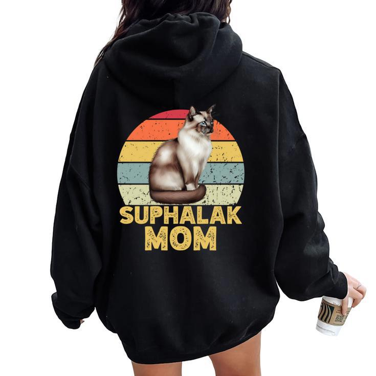 Suphalak Cat Mom Retro Vintage Cats Lover & Owner Women Oversized Hoodie Back Print