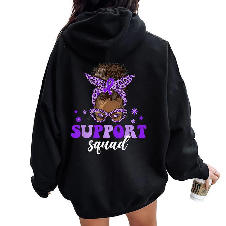 Support Squad Afro Messy Bun Domestic Violence Awareness Women Oversized Hoodie Back Print