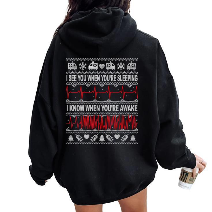 Tachy Nurse And Doctor Ugly Christmas Sweater Medical Ekg Women Oversized Hoodie Back Print