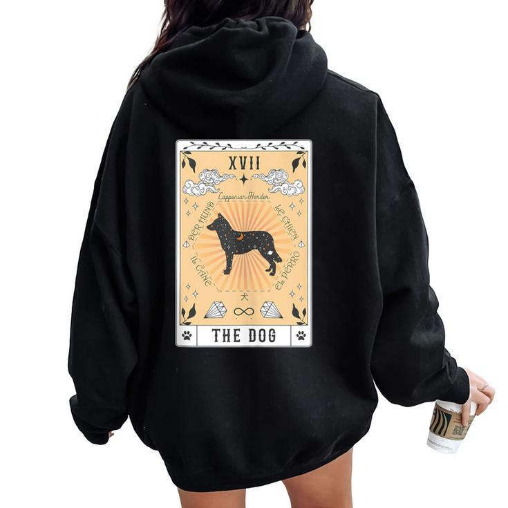 Tarot Card The Dog Lapponian Herder Celestial Space Galaxy Women Oversized Hoodie Back Print
