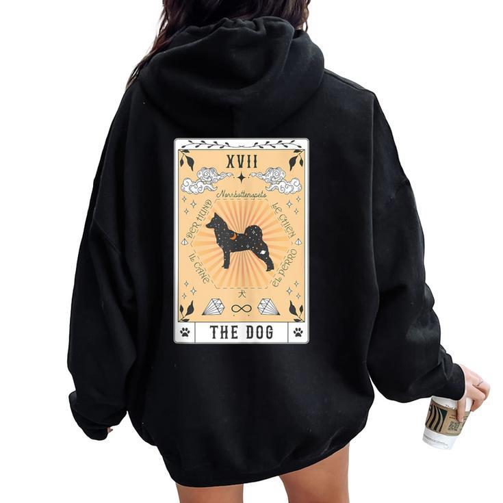 Tarot Card The Dog Norrbottenspets Celestial Space Galaxy Women Oversized Hoodie Back Print