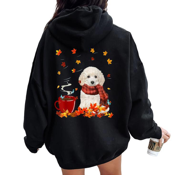 Toy Poodle Fall Red Scarf Autumn Leaf For Dog Lover Women Oversized Hoodie Back Print