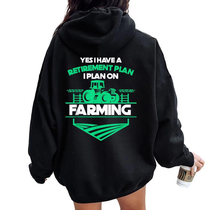 Tractor Farmer Retirement Retired Farmer Women Oversized Hoodie Back Print