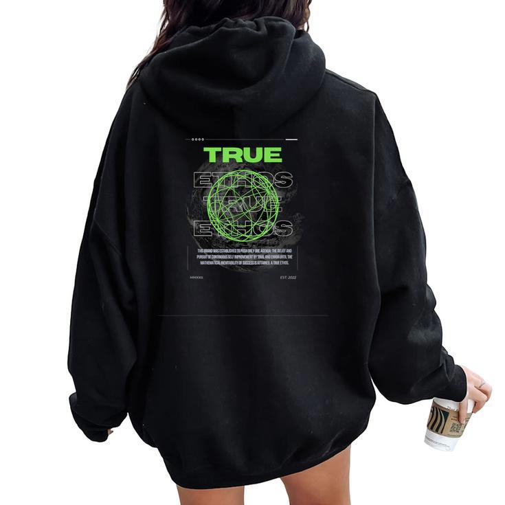 True Ethos Motivational Mission Quote Women Oversized Hoodie Back Print
