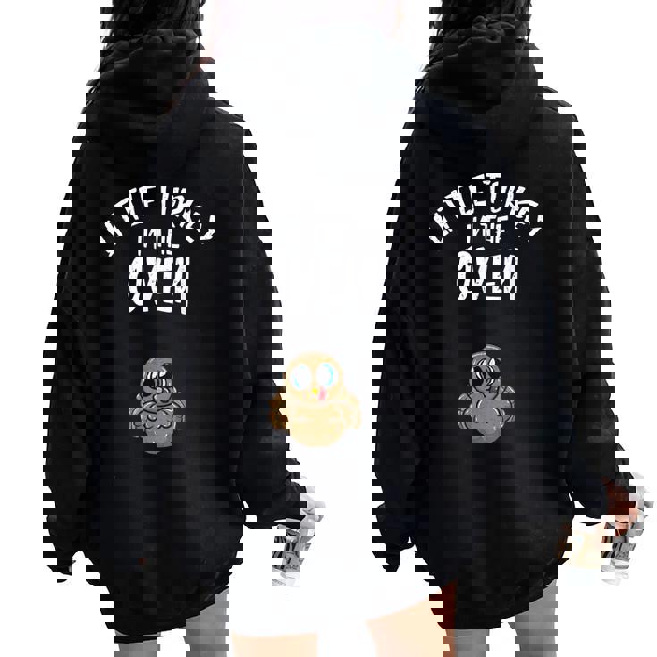Turkey In The Oven Pregnancy Announcement Thanksgiving Mom Women Oversized Hoodie Back Print