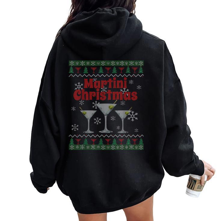 Ugly Christmas Sweater Vodka Martini Cocktails Women Oversized Hoodie Back Print