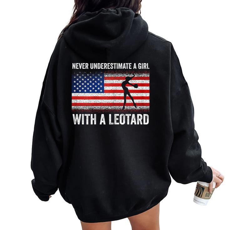 Never Underestimate A Girl With A Leotard Gymnast Women Oversized Hoodie Back Print