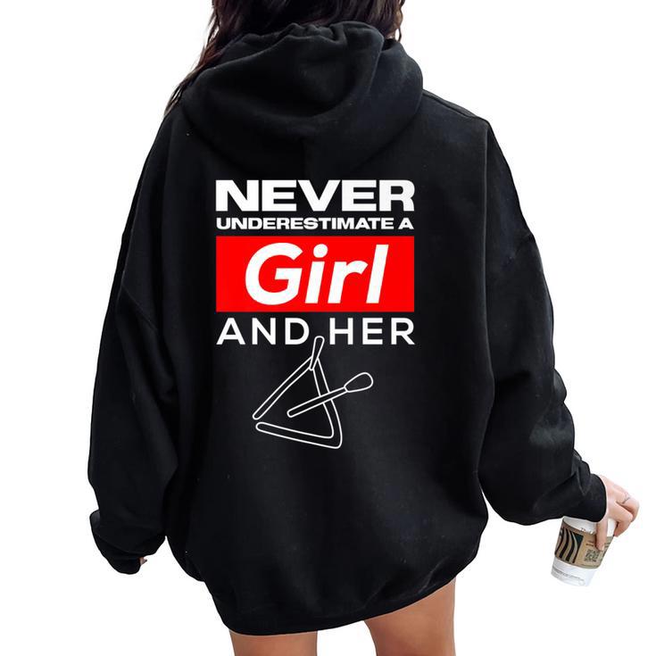 Never Underestimate A Girl And Her Triangle Women Oversized Hoodie Back Print