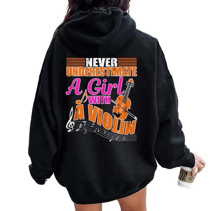 Never Underestimate A Girl With A Violin Orchestra Women Oversized Hoodie Back Print