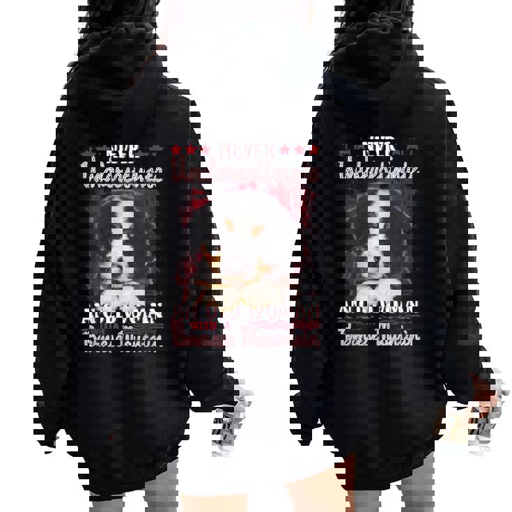 Never Underestimate An Old Woman With A Bernese Mountain Women Oversized Hoodie Back Print