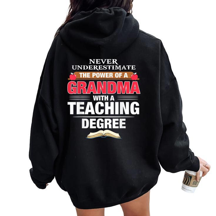 Never Underestimate The Power Of A Grandma With A Teaching Women Oversized Hoodie Back Print
